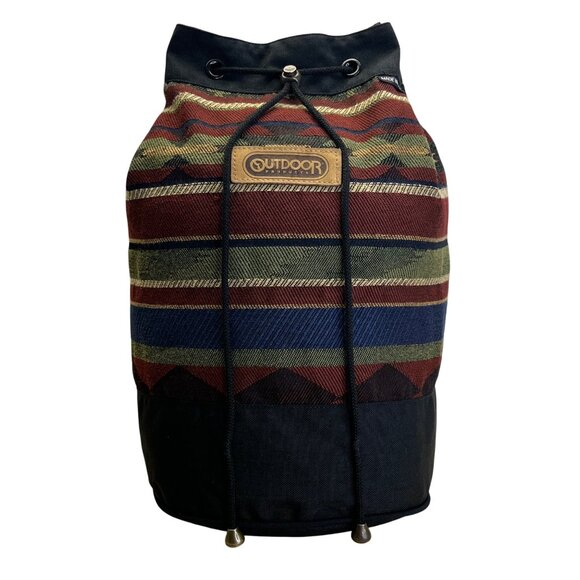 Outdoor Products Black & Red Striped Pattern Canvas & Adjustable Strap Backpack - Picture 1 of 11
